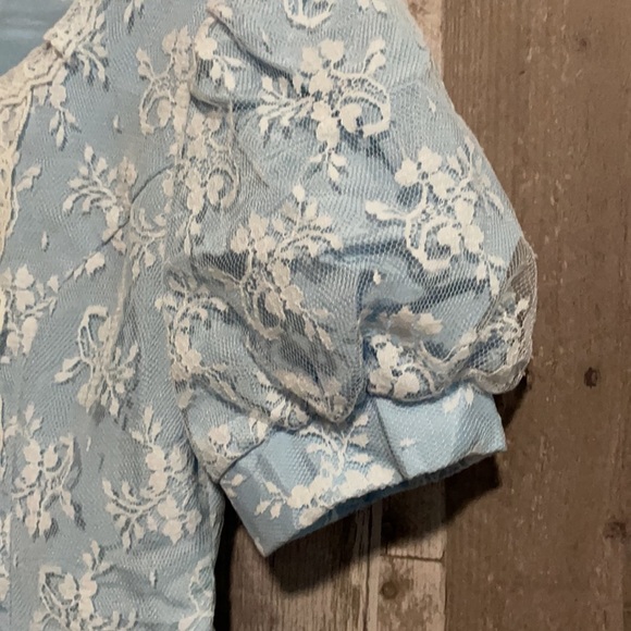 Gunne Sax Vintage Girls Blue Lace Party Dress 7 - Picture 5 of 9
